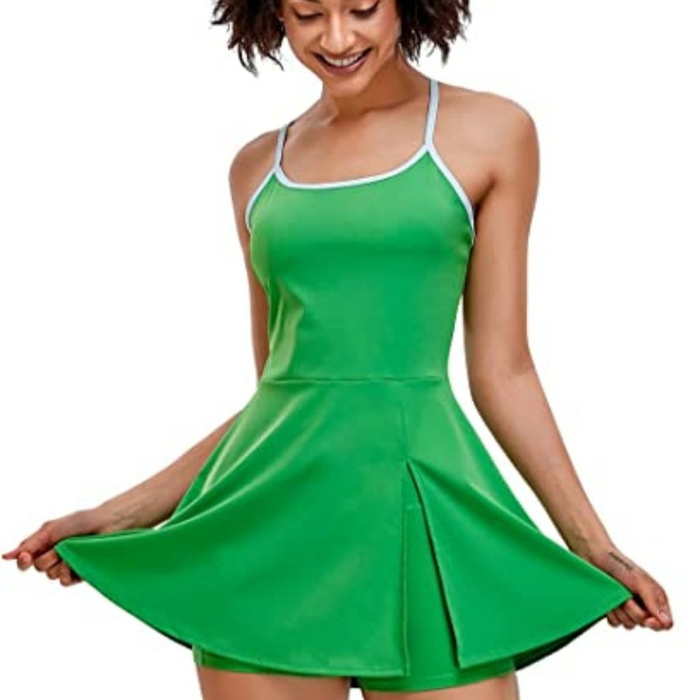 1a1a Woman's Tennis Golf Sleeveless Dress with Shorts & Pockets   A193-10